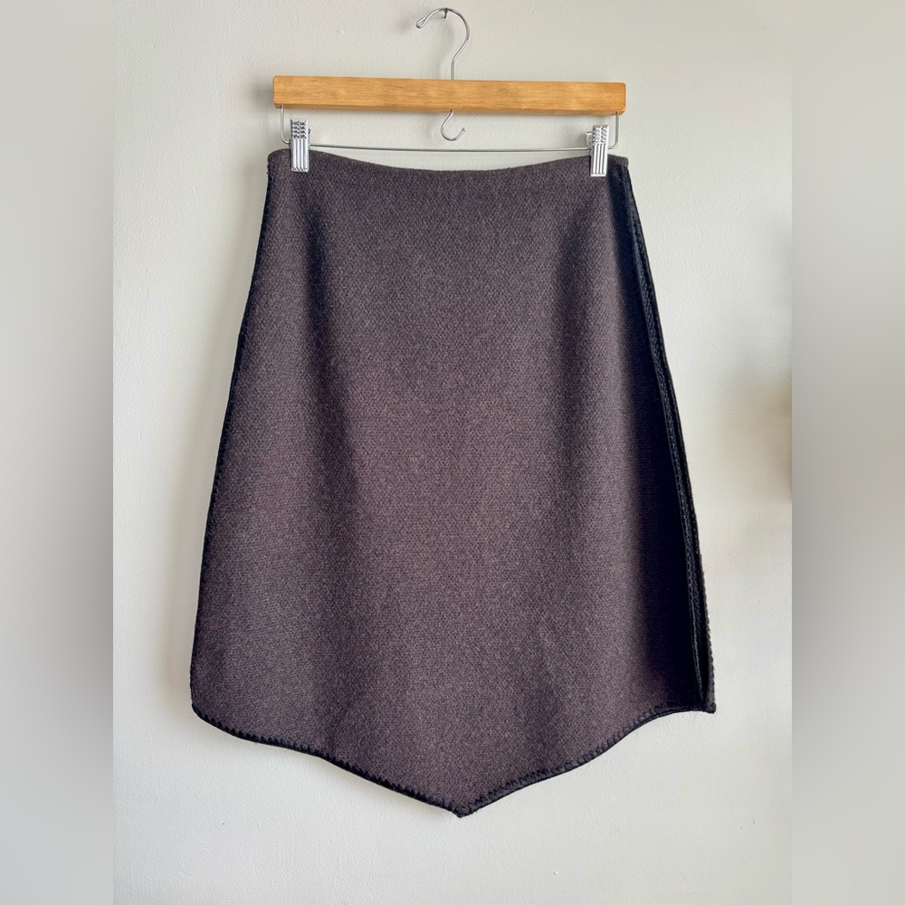 RARE VTG Chloé Wool A Line Skirt Brown Black SZ TS (US 6/8) Elastic waist French